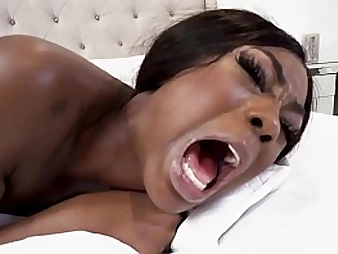 Johnny Enjoy's Fat BLACK COCK gets demolished by a dark-skinned stunner's cock-squeezing fuckholes