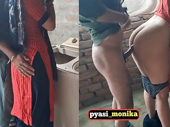 Hot Indian maid with thick booty gets poked hard by her cuckold partner