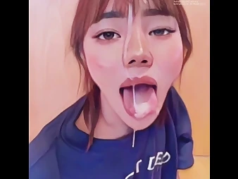 KimmySun0312 gets insatiable and takes a facial popshot in this exclusive anime remake