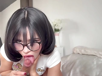 Cumshot of my Brazilian MILF's drawing face while drilling her tight hole in BASHFUL ANIME GAL's bj video