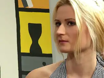 Blonde teen with platinum hair timidly explores her androgynous affiliate