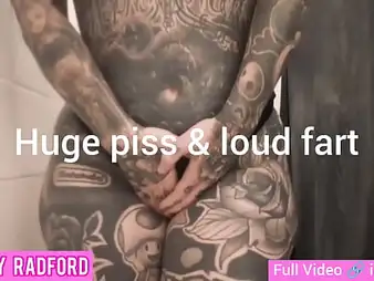Melody Radford's inked bod gets gungy adjacent to piss and farts comparable to a professional