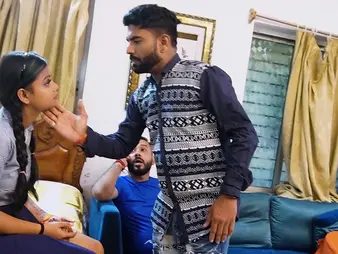 Stepbro & Aunty get their cock-squeezing slots rammed overwrought Desi's weak-minded Indian cooch