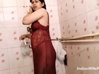 Indian Wife Hot Sex In Spend a penny Measurement Attracting Shower